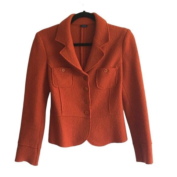 AND Wool Button Front Blazer Burnt Orange S - Picture 2 of 8